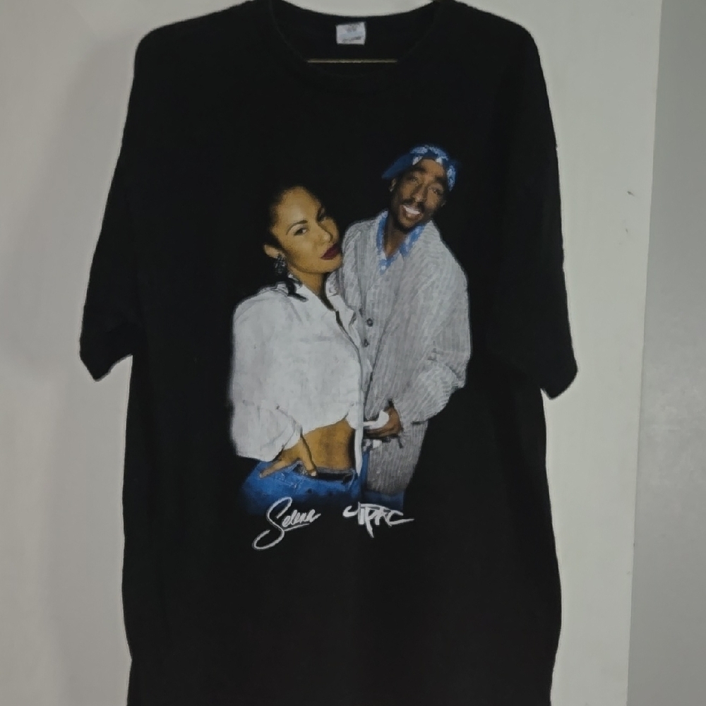 Selena & Tupac Black Graphic Tee